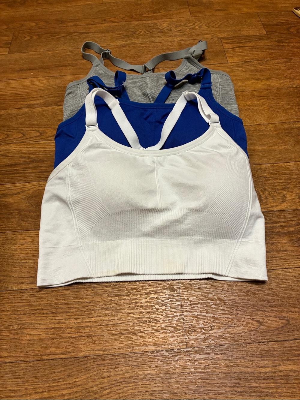 Pro-Fit Seamless Support Bralette - Blue and Gray Size Medium Set of 3